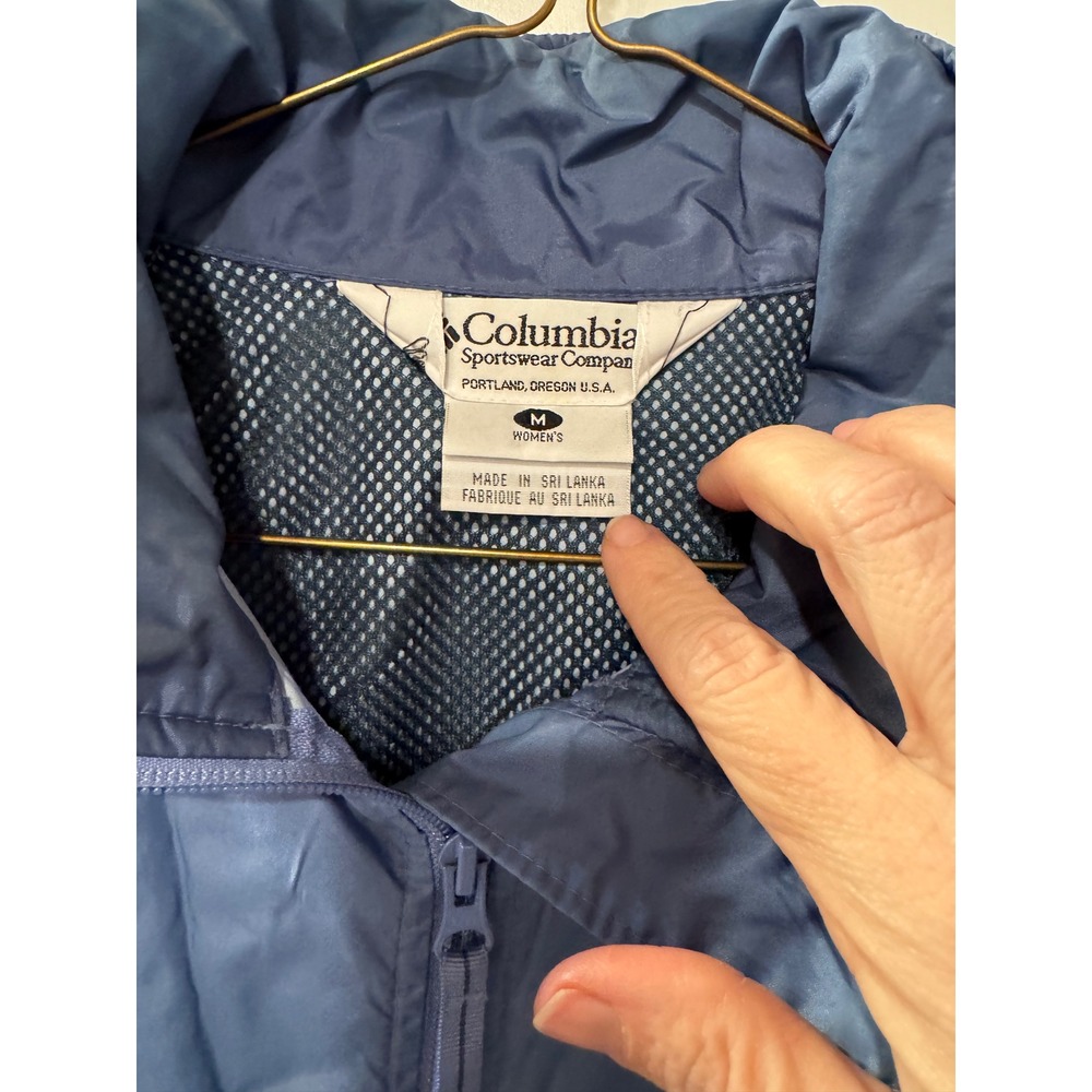 Columbia Womens Blue Hooded Windbreaker Full Zip Mesh Lined Jacket Size M - Picture 4 of 11